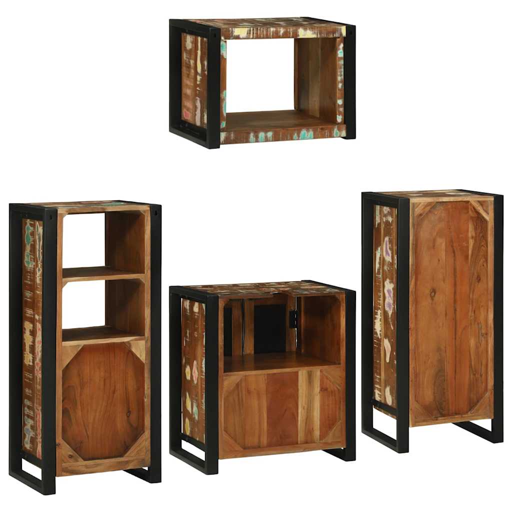 vidaXL Badkamermeubelset Wandgemonteerd 4 pcs Bruin Massief Mango Hout