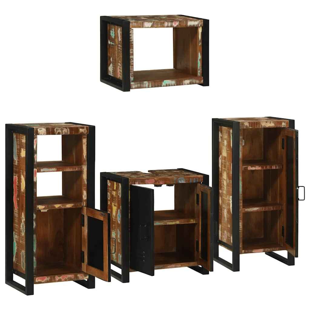 vidaXL Badkamermeubelset Wandgemonteerd 4 pcs Bruin Massief Mango Hout