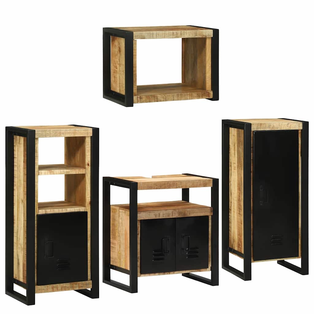 vidaXL Badkamermeubelset Wandgemonteerd 4 pcs Bruin Massief Mango Hout