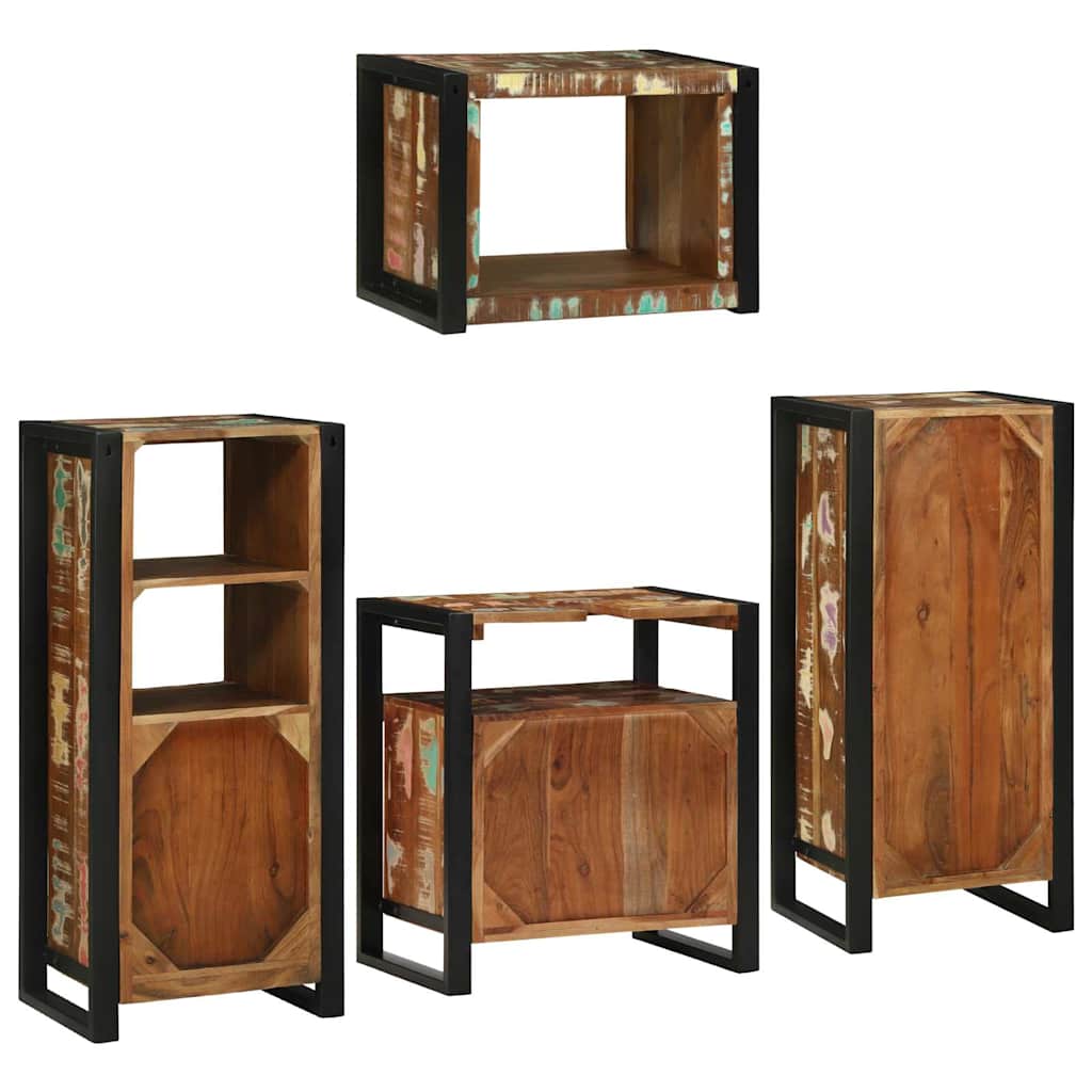 vidaXL Badkamermeubelset Wandgemonteerd 4 pcs Bruin Massief Mango Hout