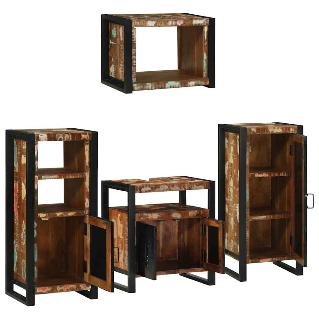 vidaXL Badkamermeubelset Wandgemonteerd 4 pcs Bruin Massief Mango Hout