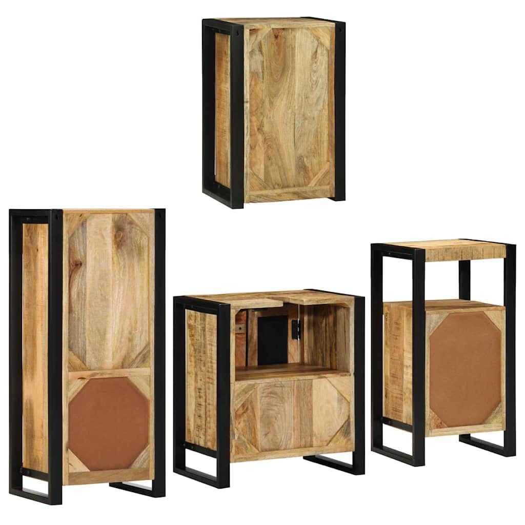 vidaXL Badkamermeubelset Wandgemonteerd 4 pcs Bruin Massief Mango Hout