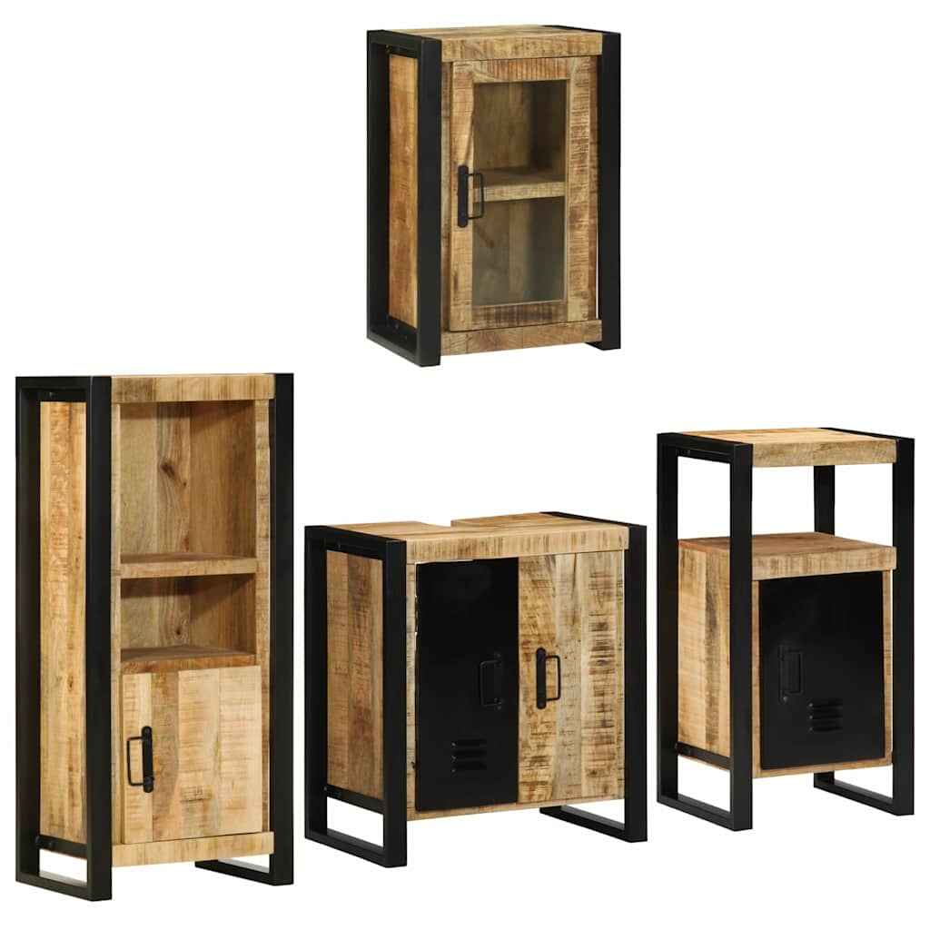 vidaXL Badkamermeubelset Wandgemonteerd 4 pcs Bruin Massief Mango Hout
