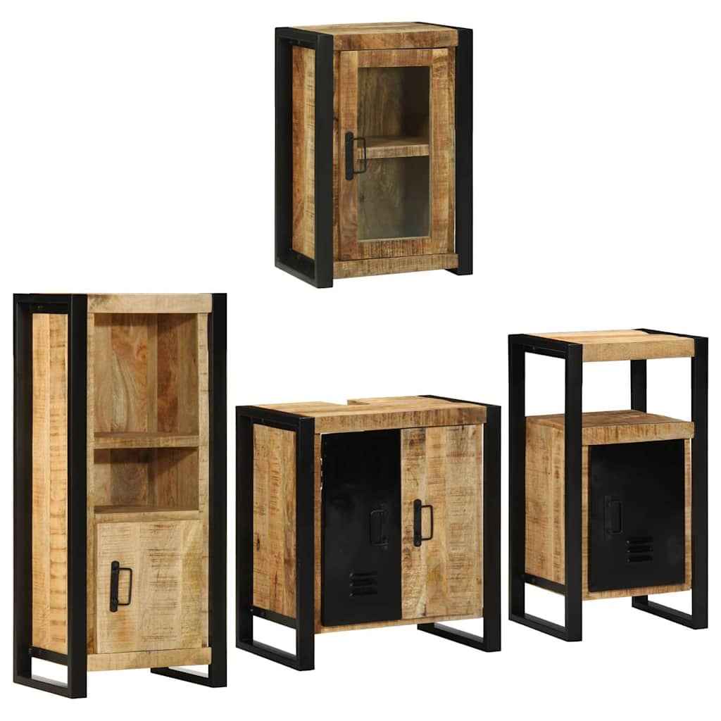 vidaXL Badkamermeubelset Wandgemonteerd 4 pcs Bruin Massief Mango Hout