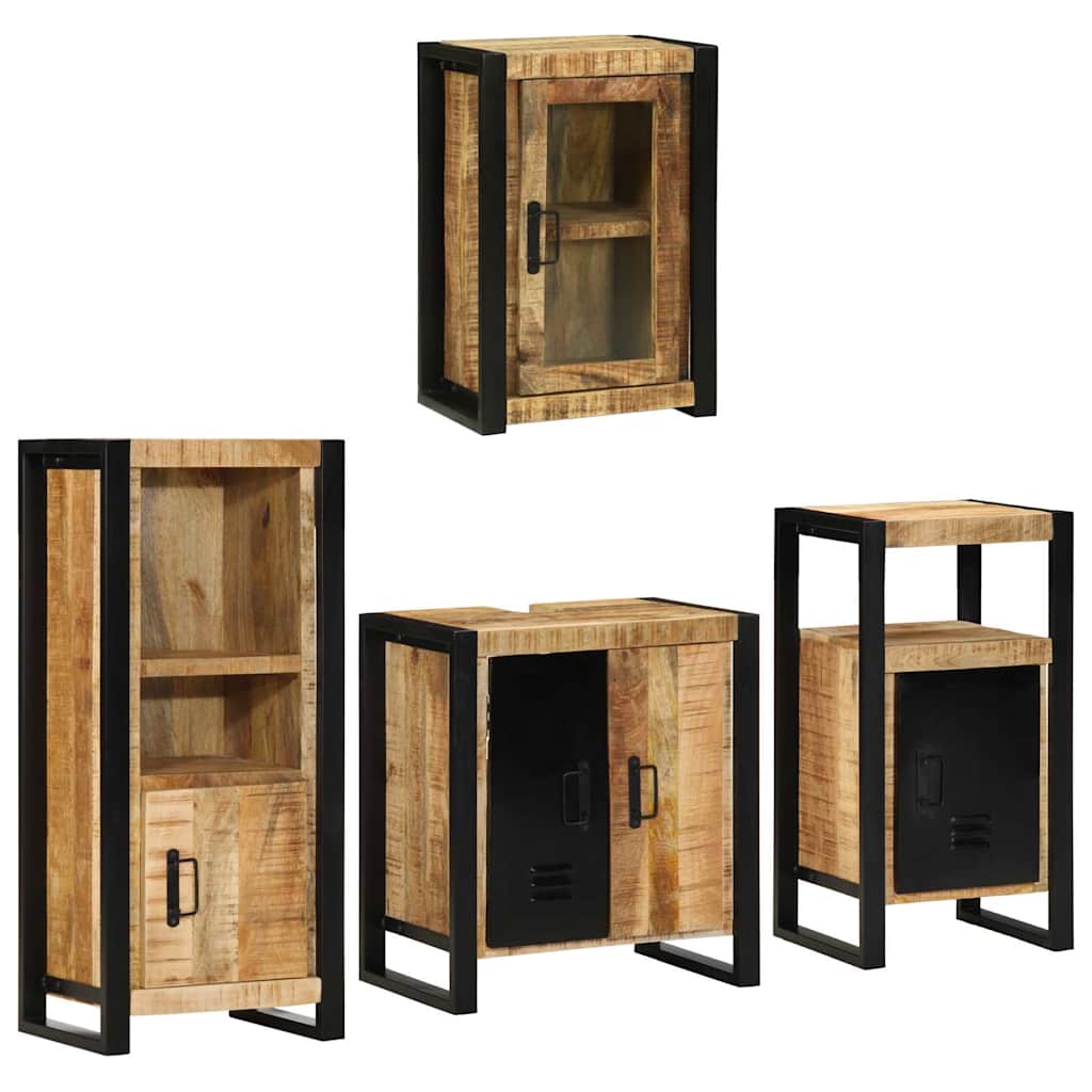 vidaXL Badkamermeubelset Wandgemonteerd 4 pcs Bruin Massief Mango Hout