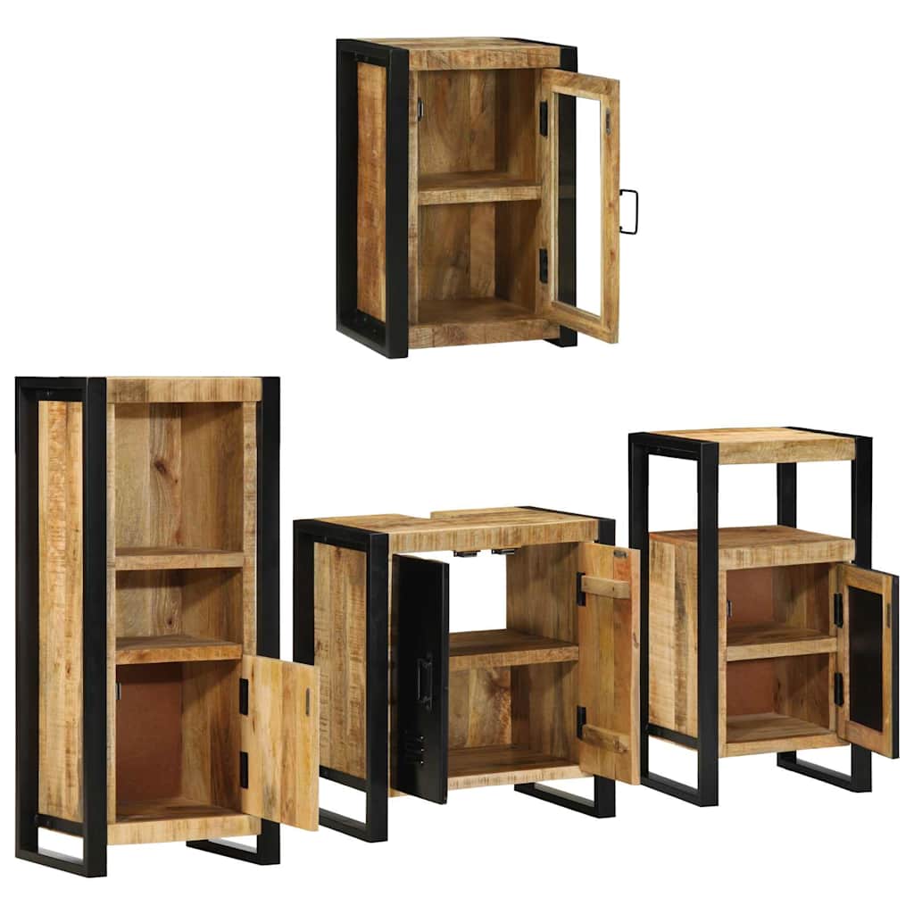 vidaXL Badkamermeubelset Wandgemonteerd 4 pcs Bruin Massief Mango Hout