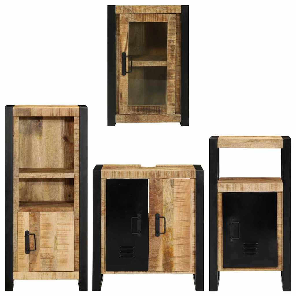 vidaXL Badkamermeubelset Wandgemonteerd 4 pcs Bruin Massief Mango Hout