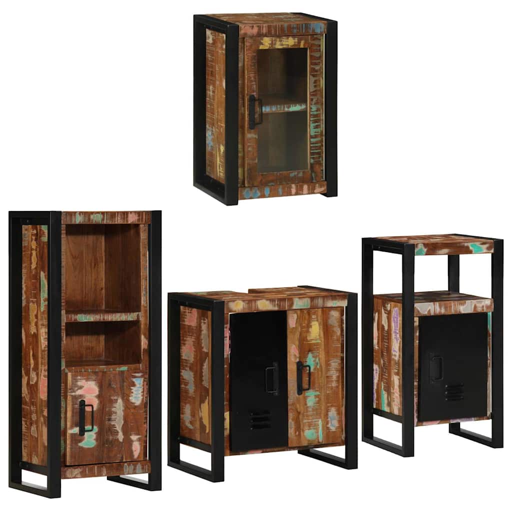 vidaXL Badkamermeubelset Wandgemonteerd 4 pcs Bruin Massief Mango Hout
