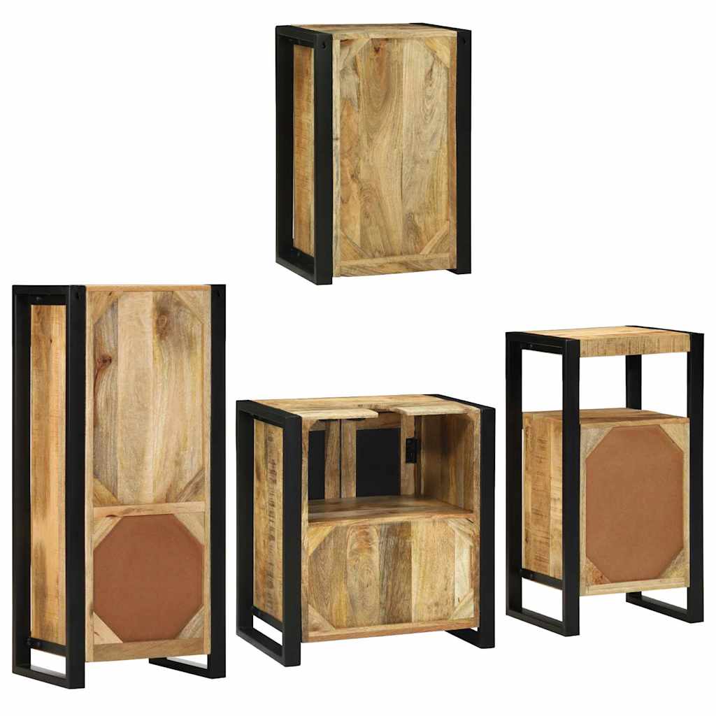 vidaXL Badkamermeubelset Wandgemonteerd 4 pcs Bruin Massief Mango Hout