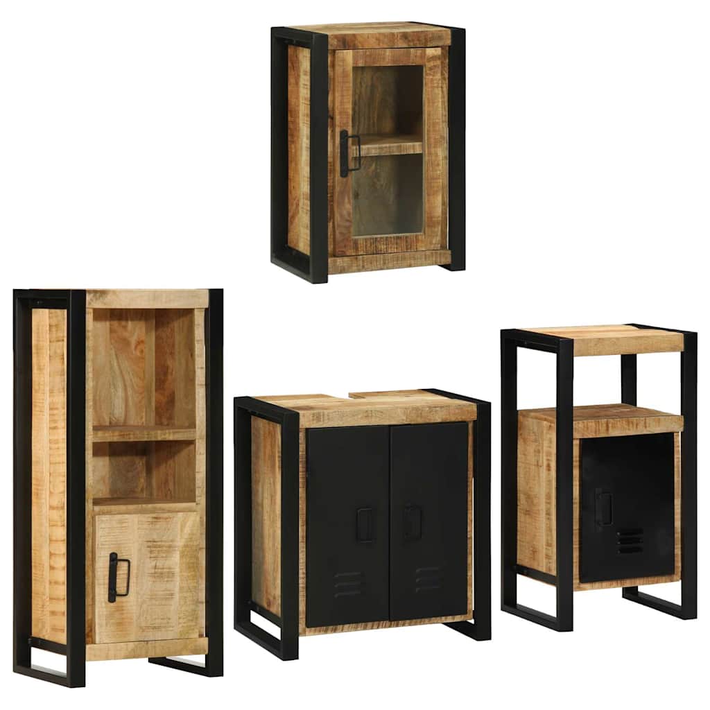 vidaXL Badkamermeubelset Wandgemonteerd 4 pcs Bruin Massief Mango Hout