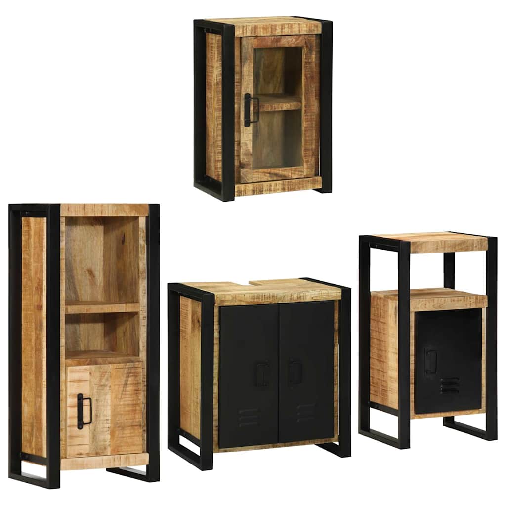 vidaXL Badkamermeubelset Wandgemonteerd 4 pcs Bruin Massief Mango Hout