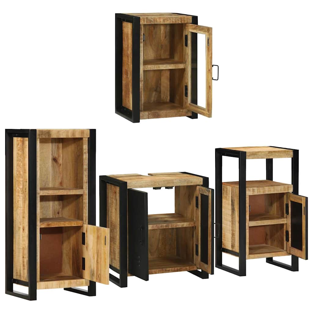 vidaXL Badkamermeubelset Wandgemonteerd 4 pcs Bruin Massief Mango Hout