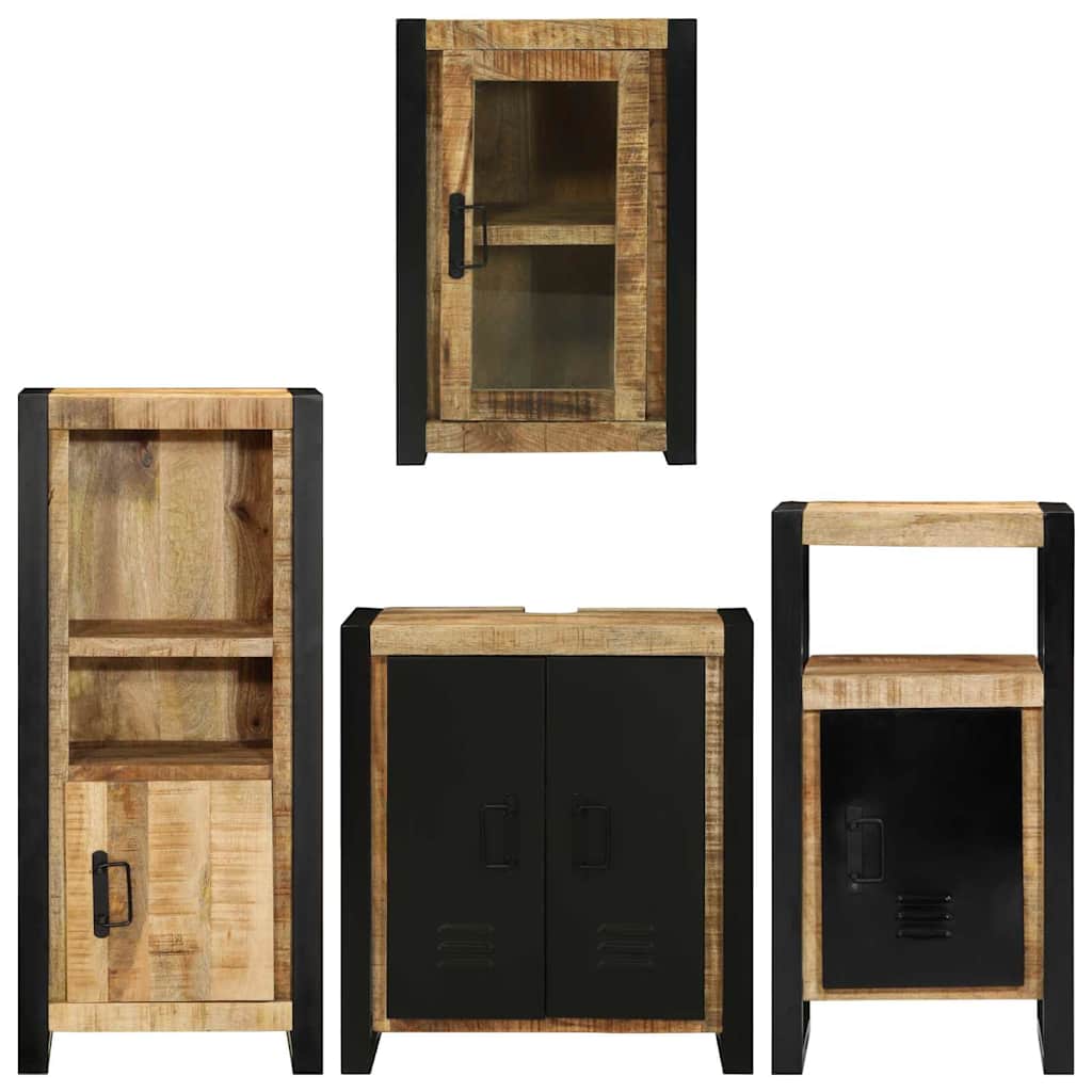 vidaXL Badkamermeubelset Wandgemonteerd 4 pcs Bruin Massief Mango Hout