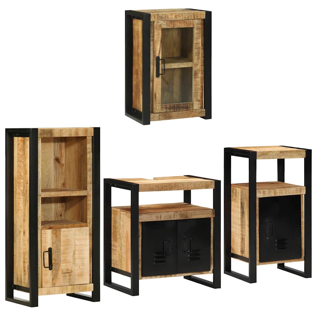 vidaXL Badkamermeubelset Wandgemonteerd 4 pcs Bruin Massief Mango Hout