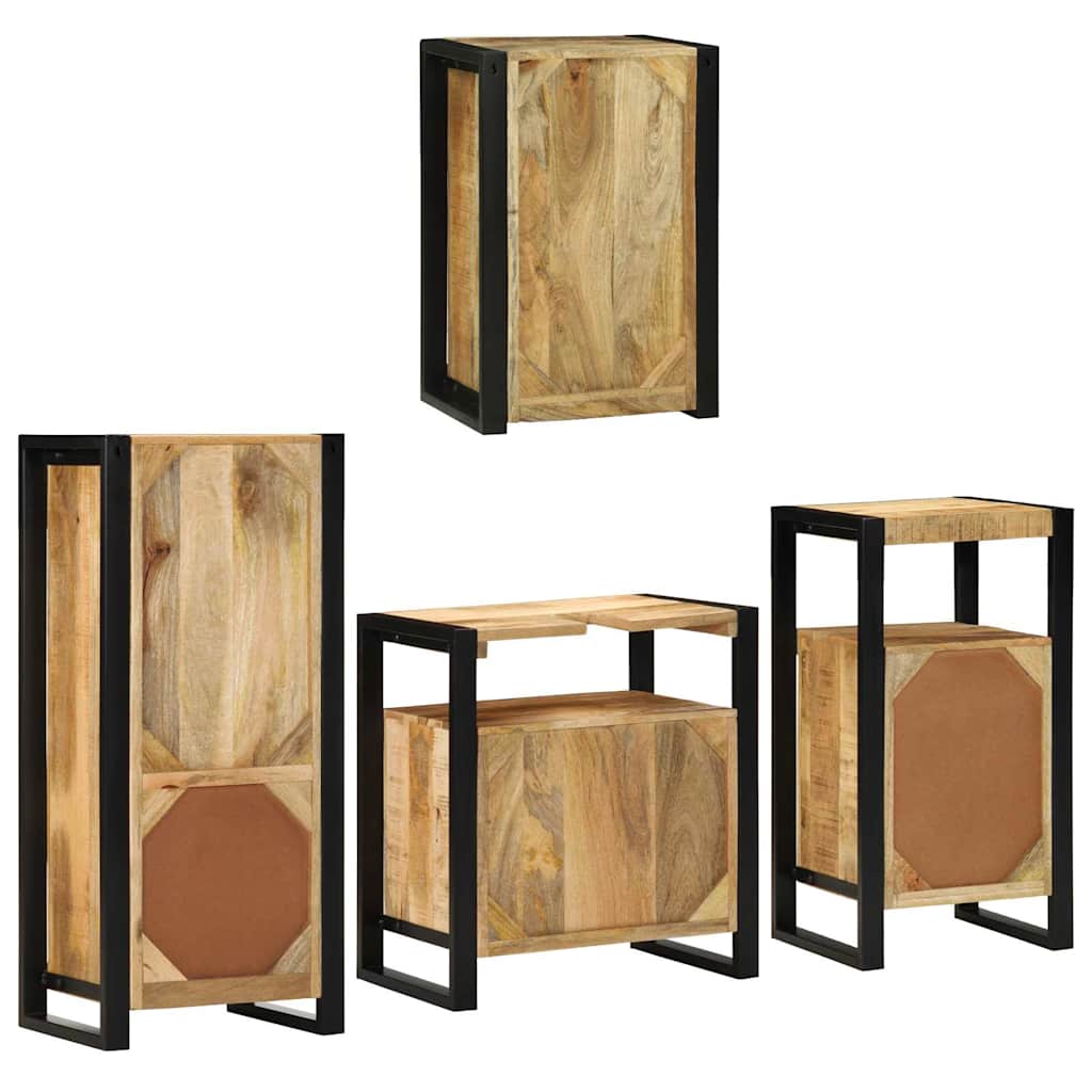 vidaXL Badkamermeubelset Wandgemonteerd 4 pcs Bruin Massief Mango Hout