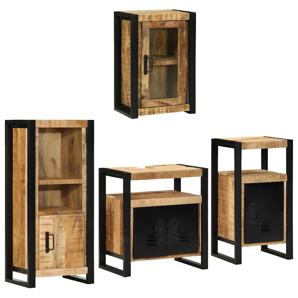 vidaXL Badkamermeubelset Wandgemonteerd 4 pcs Bruin Massief Mango Hout