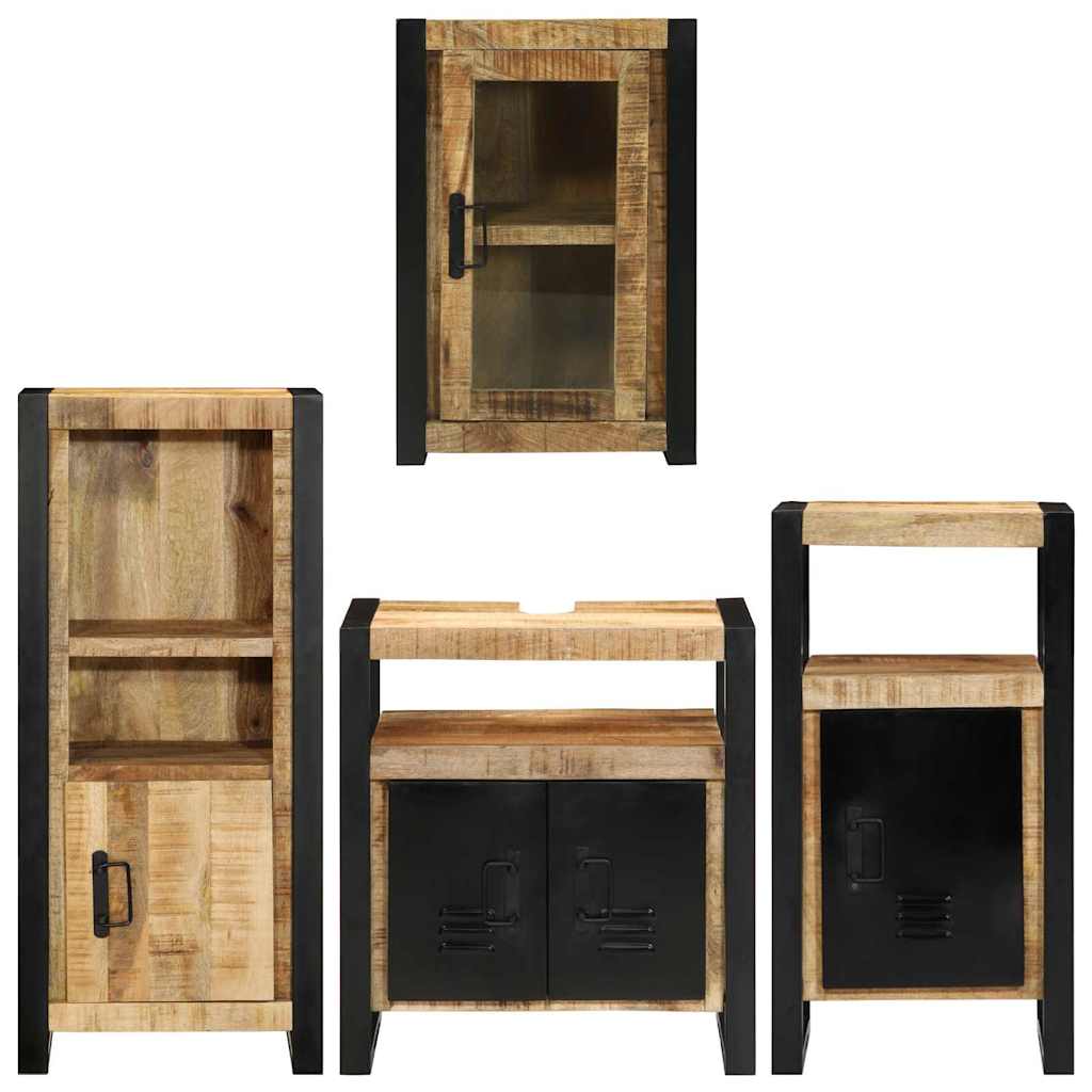 vidaXL Badkamermeubelset Wandgemonteerd 4 pcs Bruin Massief Mango Hout