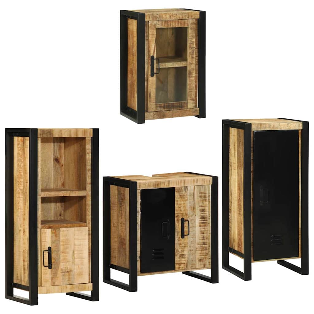 vidaXL Badkamermeubelset Wandgemonteerd 4 pcs Bruin Massief Mango Hout