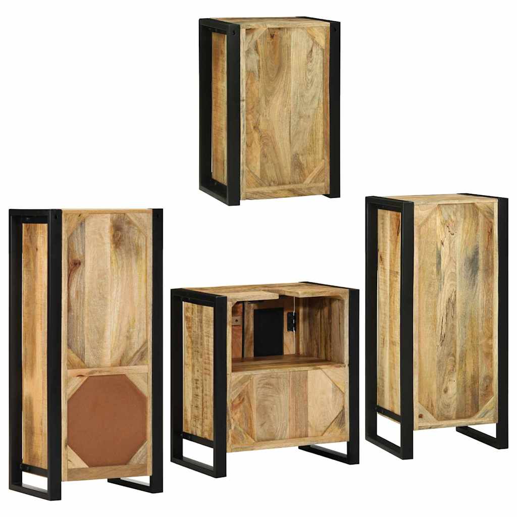 vidaXL Badkamermeubelset Wandgemonteerd 4 pcs Bruin Massief Mango Hout