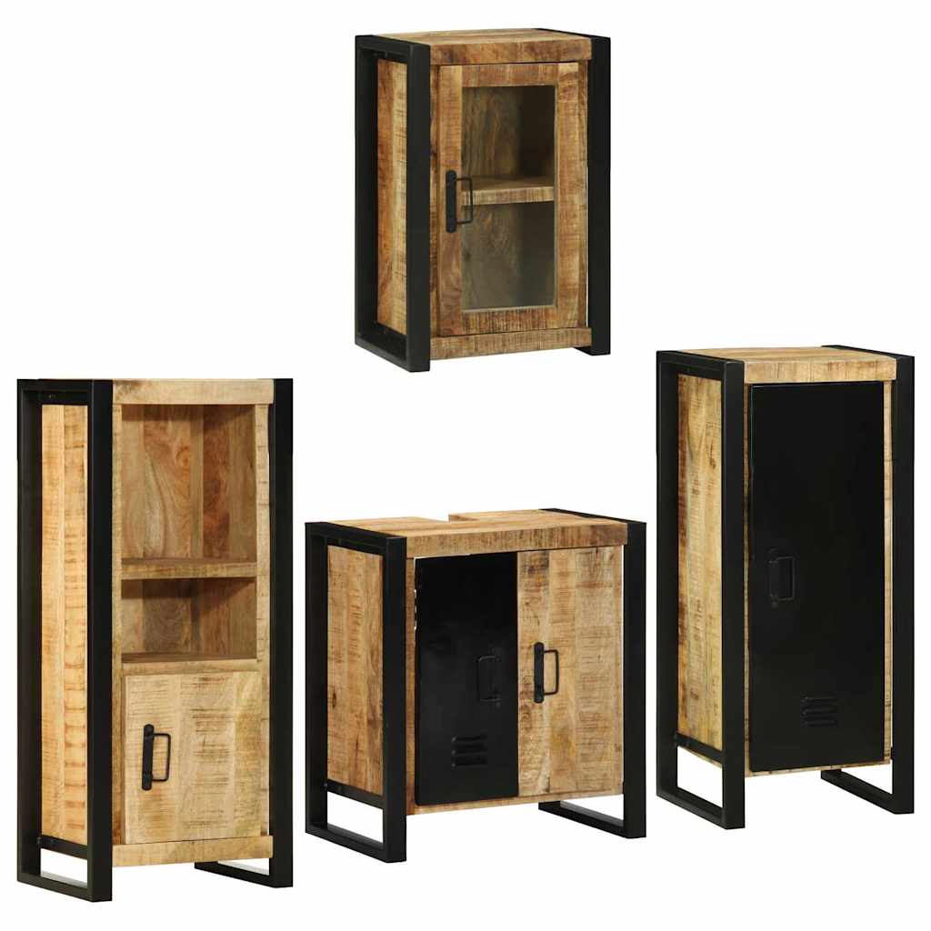 vidaXL Badkamermeubelset Wandgemonteerd 4 pcs Bruin Massief Mango Hout