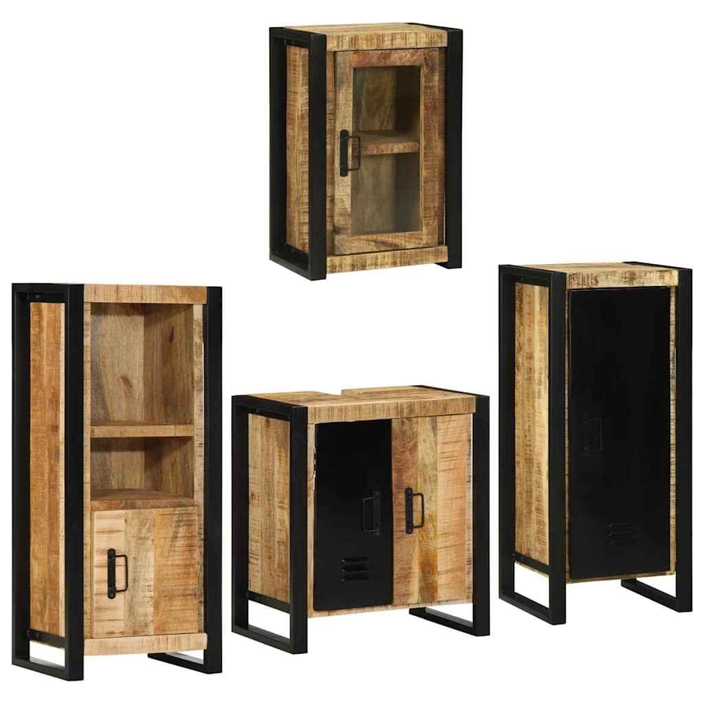 vidaXL Badkamermeubelset Wandgemonteerd 4 pcs Bruin Massief Mango Hout