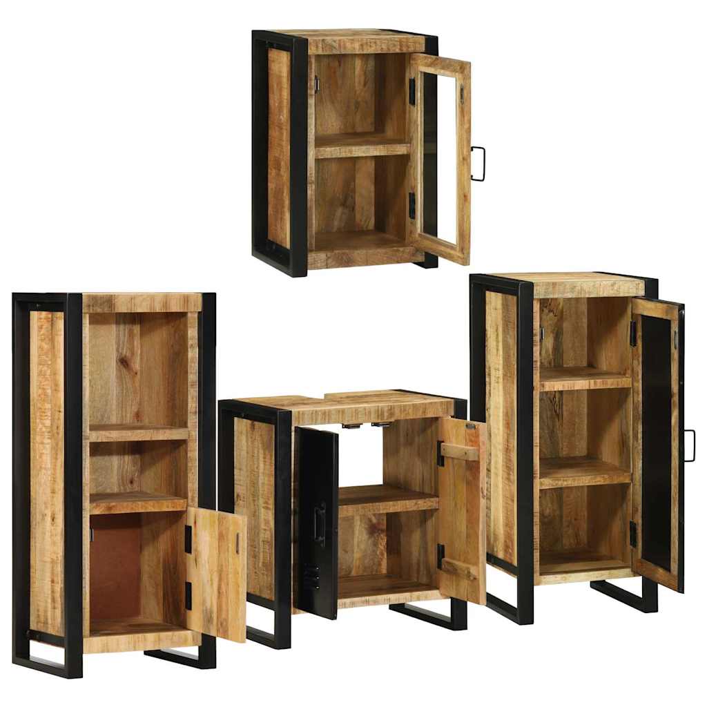 vidaXL Badkamermeubelset Wandgemonteerd 4 pcs Bruin Massief Mango Hout