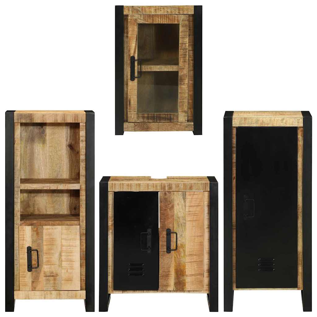 vidaXL Badkamermeubelset Wandgemonteerd 4 pcs Bruin Massief Mango Hout