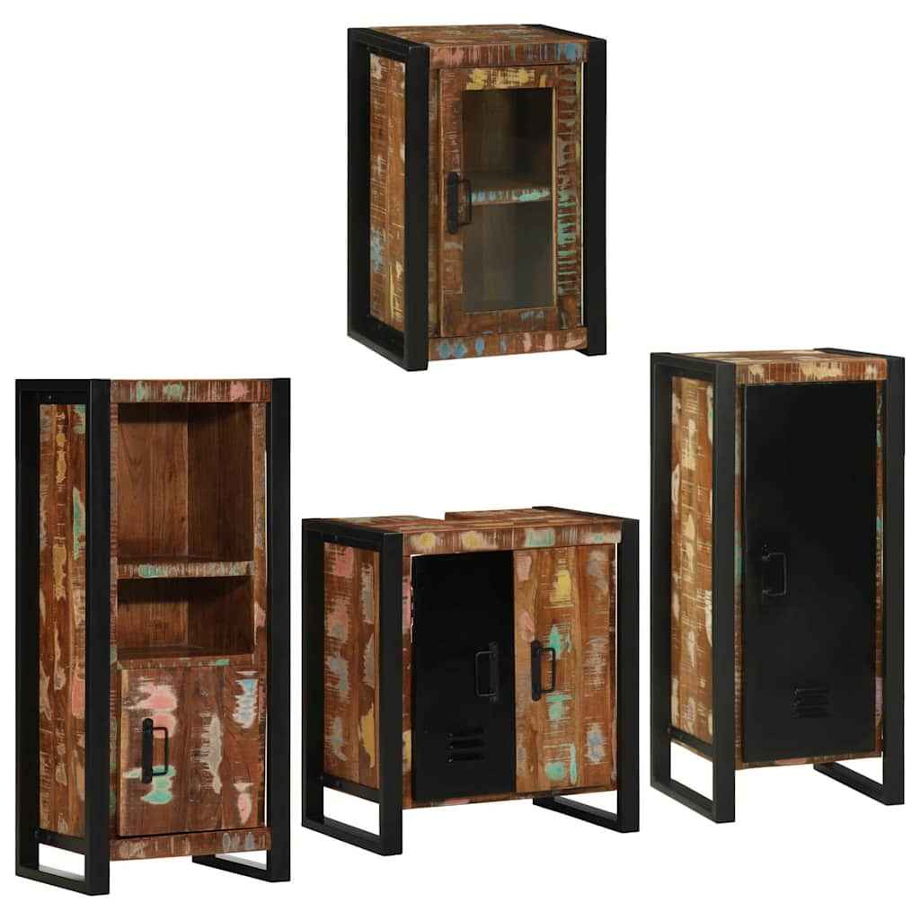 vidaXL Badkamermeubelset Wandgemonteerd 4 pcs Bruin Massief Mango Hout