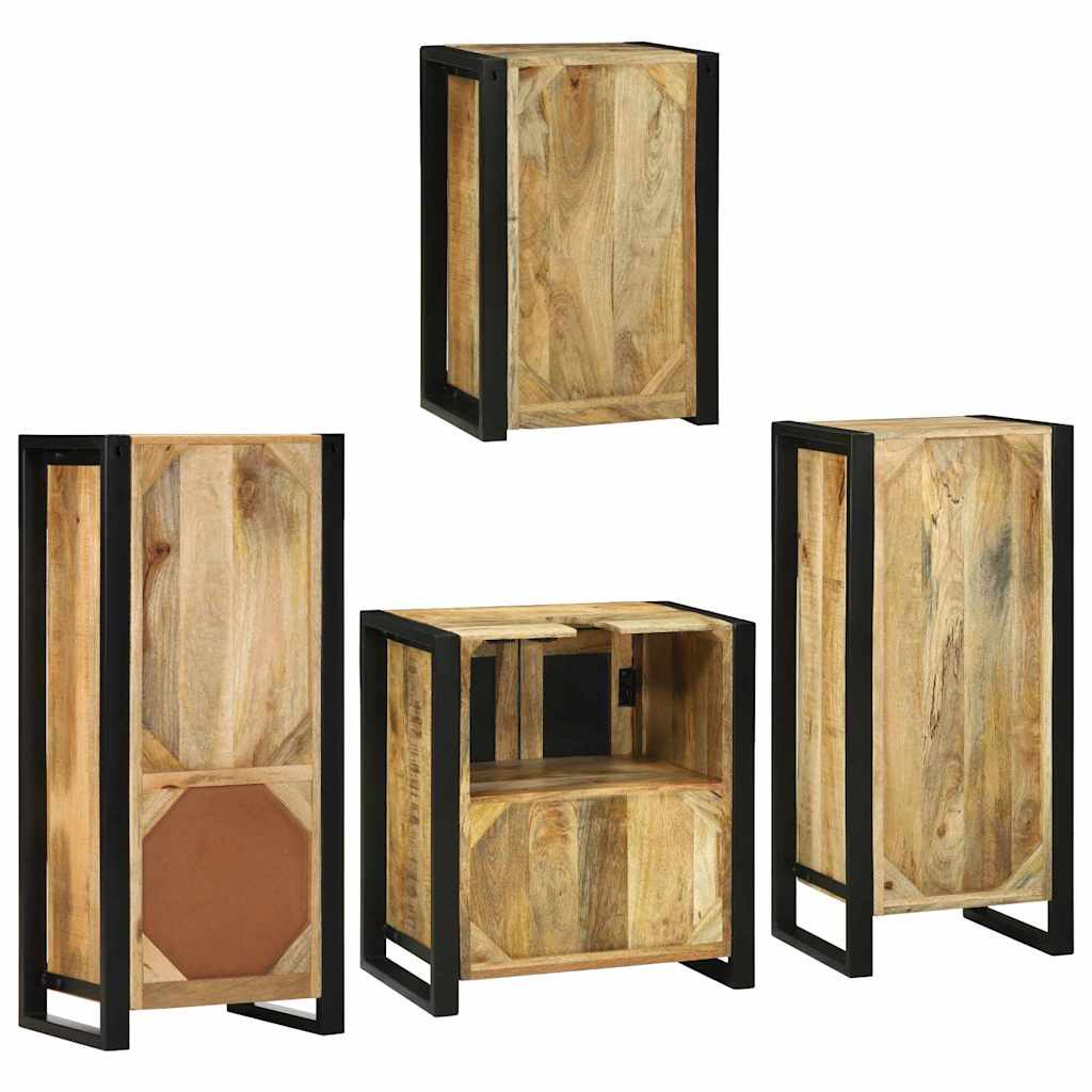 vidaXL Badkamermeubelset Wandgemonteerd 4 pcs Bruin Massief Mango Hout