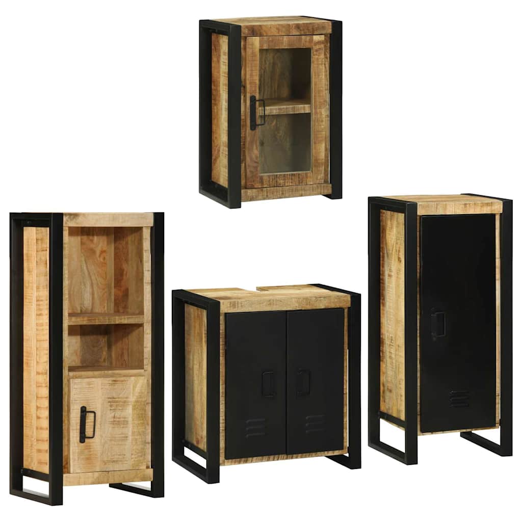 vidaXL Badkamermeubelset Wandgemonteerd 4 pcs Bruin Massief Mango Hout