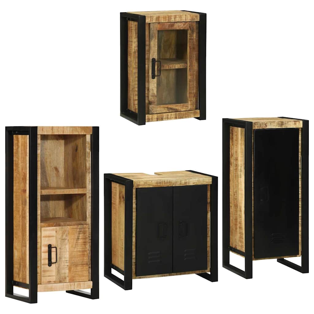 vidaXL Badkamermeubelset Wandgemonteerd 4 pcs Bruin Massief Mango Hout