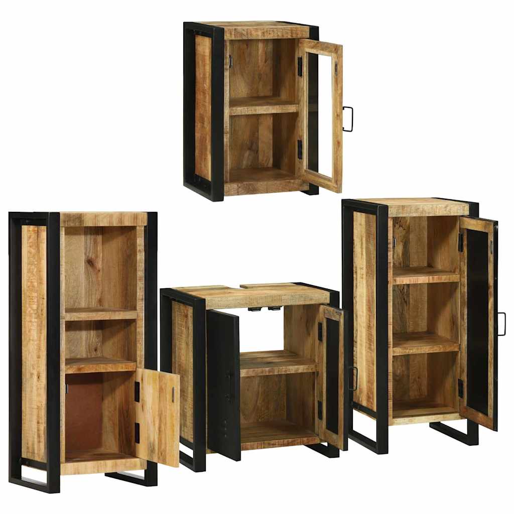 vidaXL Badkamermeubelset Wandgemonteerd 4 pcs Bruin Massief Mango Hout