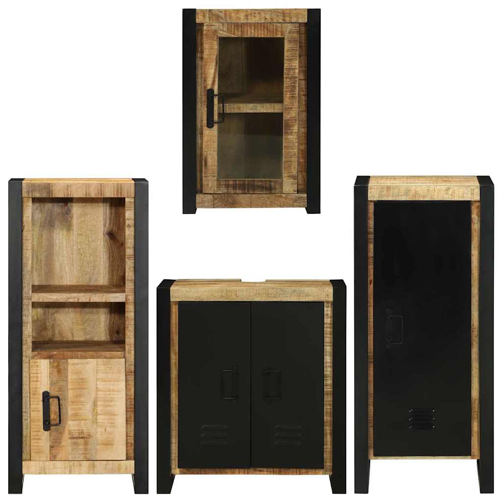 vidaXL Badkamermeubelset Wandgemonteerd 4 pcs Bruin Massief Mango Hout