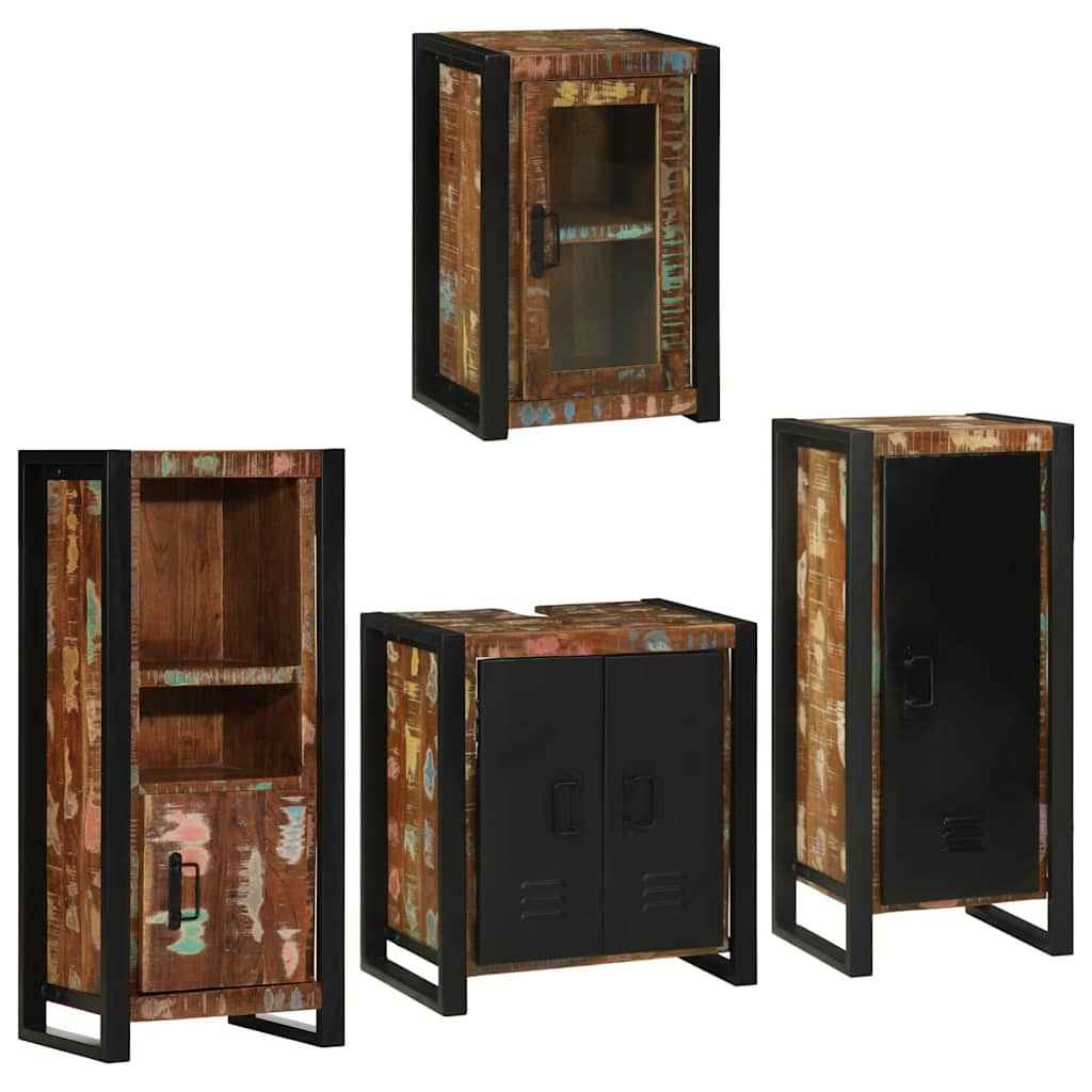 vidaXL Badkamermeubelset Wandgemonteerd 4 pcs Bruin Massief Mango Hout