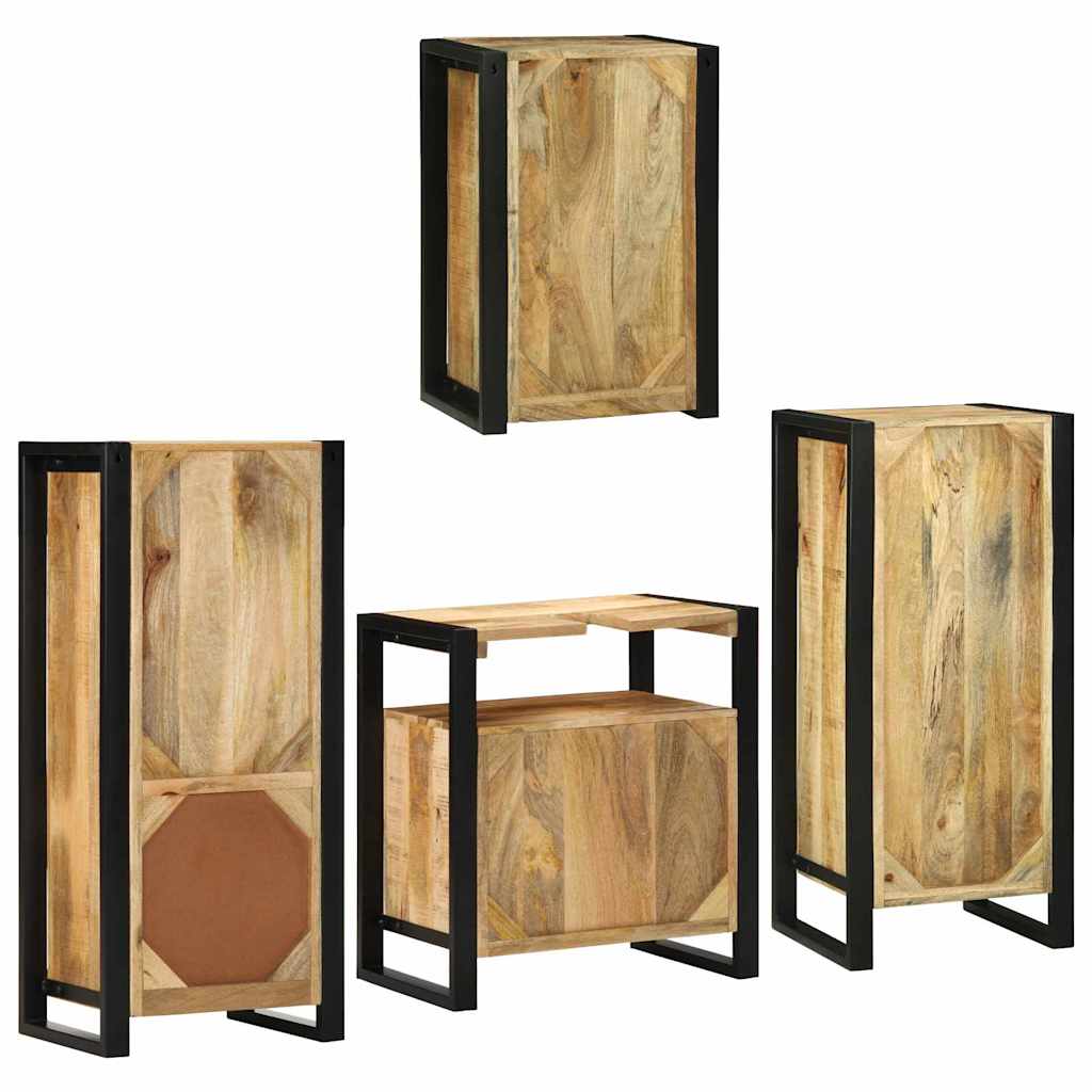 vidaXL Badkamermeubelset Wandgemonteerd 4 pcs Bruin Massief Mango Hout