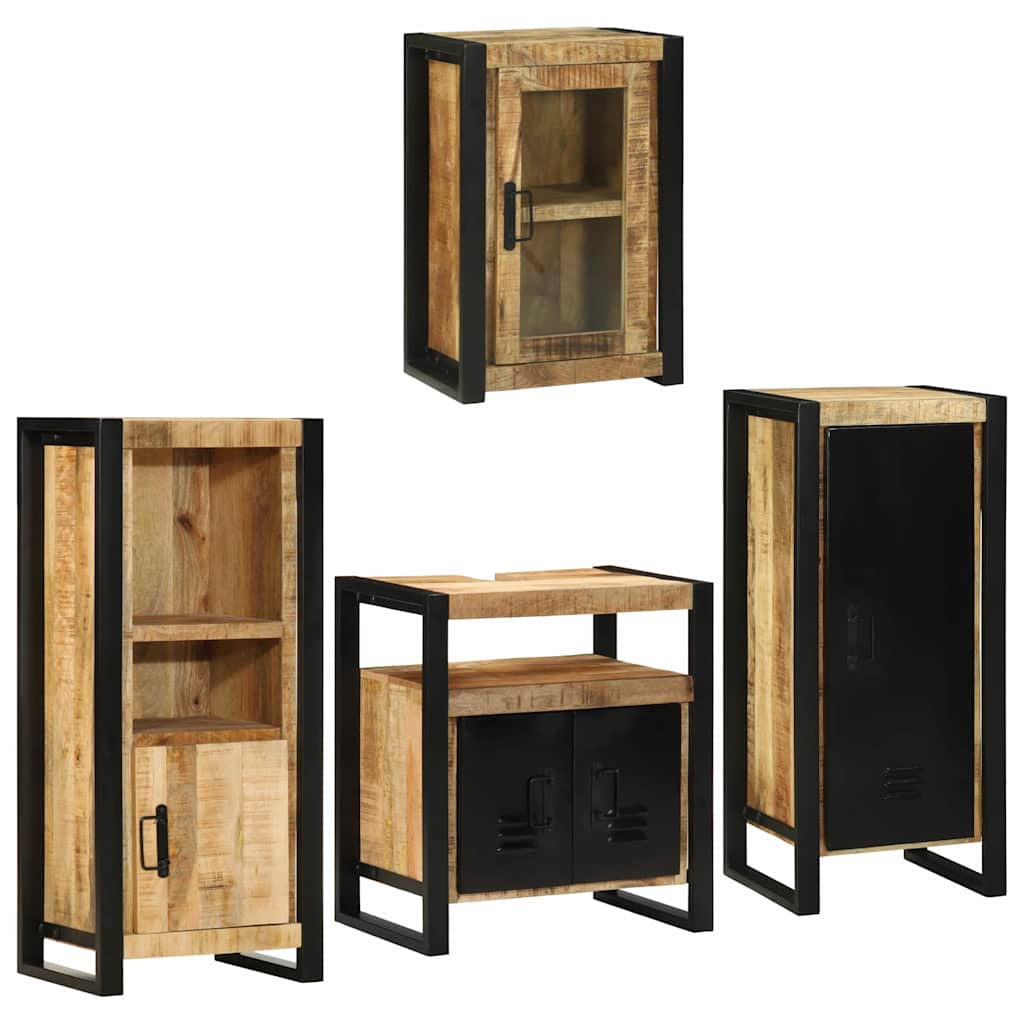 vidaXL Badkamermeubelset Wandgemonteerd 4 pcs Bruin Massief Mango Hout