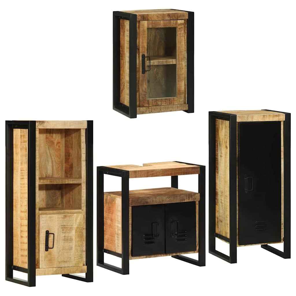 vidaXL Badkamermeubelset Wandgemonteerd 4 pcs Bruin Massief Mango Hout