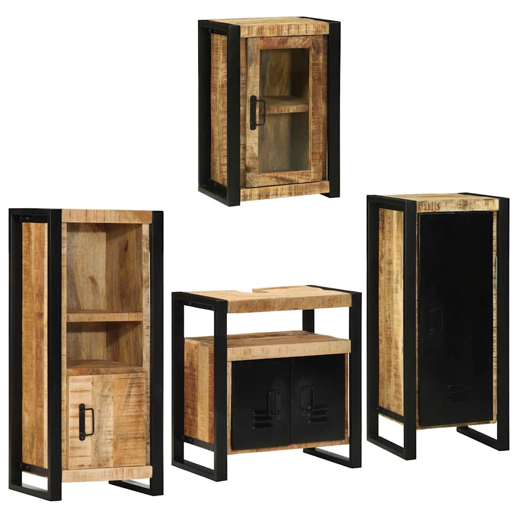 vidaXL Badkamermeubelset Wandgemonteerd 4 pcs Bruin Massief Mango Hout