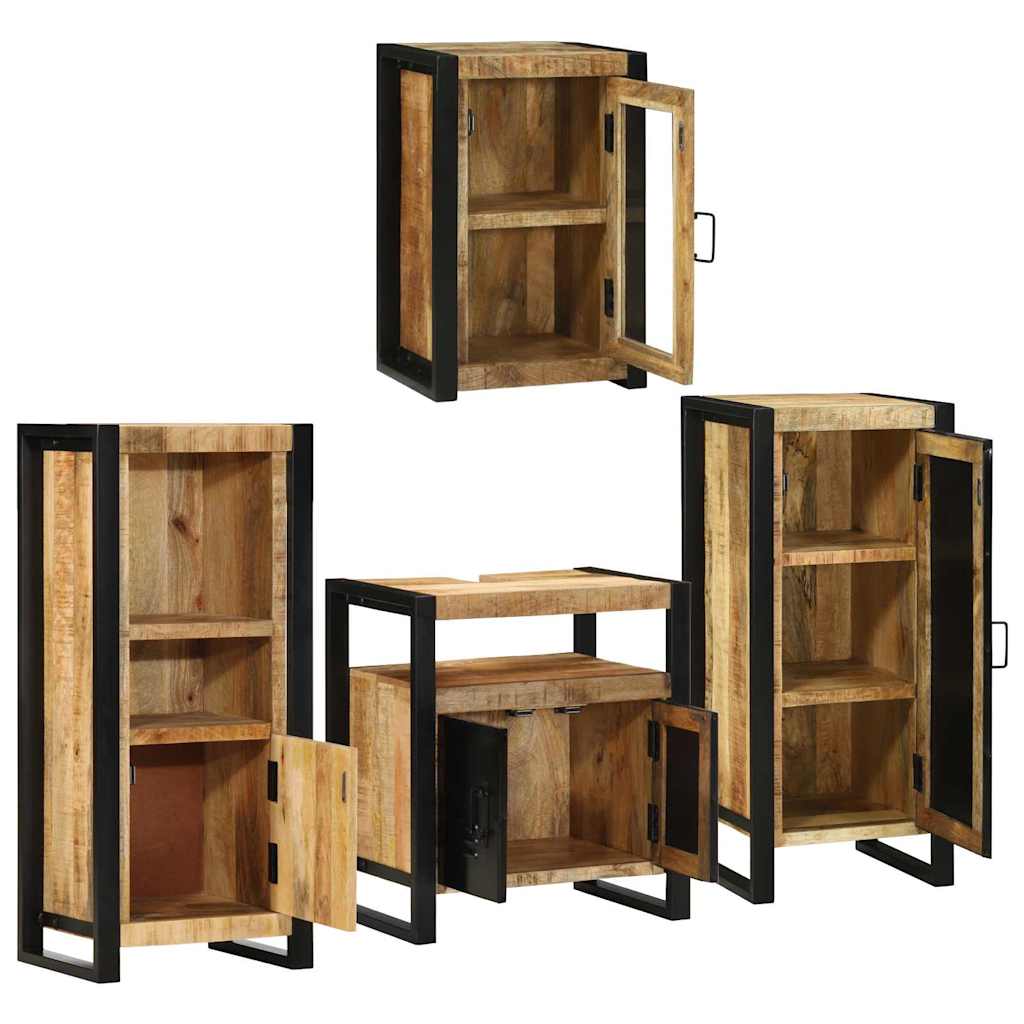 vidaXL Badkamermeubelset Wandgemonteerd 4 pcs Bruin Massief Mango Hout