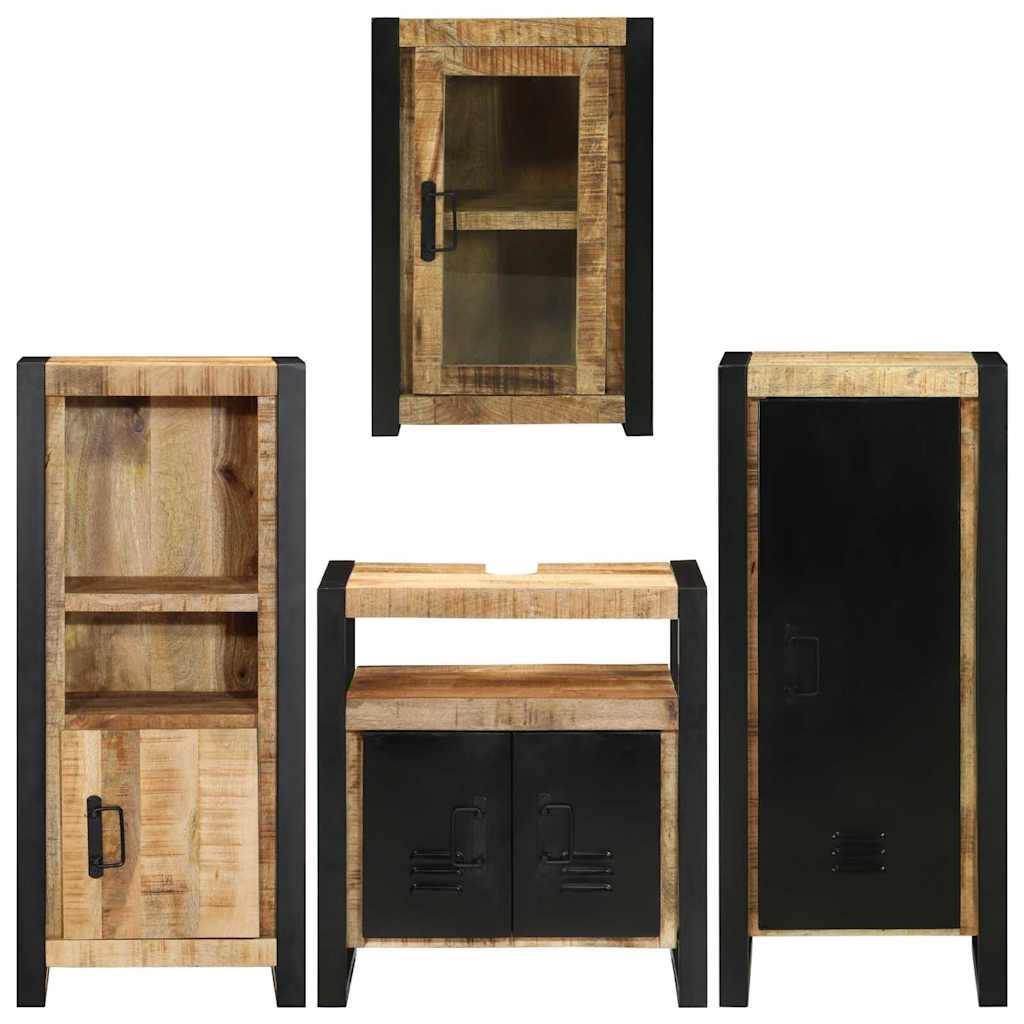 vidaXL Badkamermeubelset Wandgemonteerd 4 pcs Bruin Massief Mango Hout