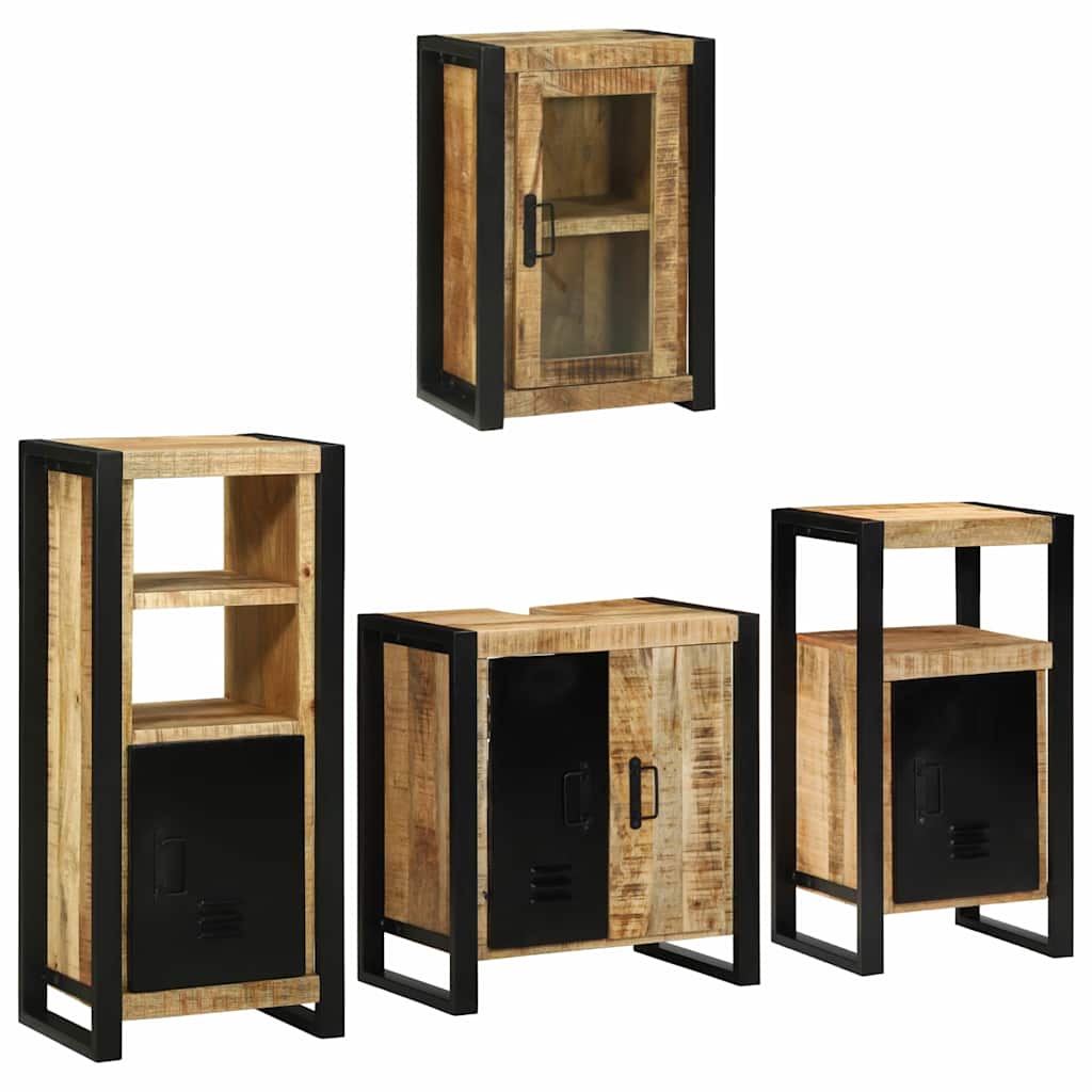 vidaXL Badkamermeubelset Wandgemonteerd 4 pcs Bruin Massief Mango Hout