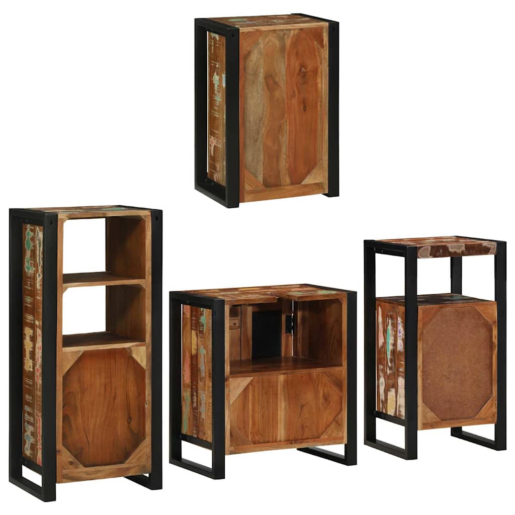 vidaXL Badkamermeubelset Wandgemonteerd 4 pcs Bruin Massief Mango Hout