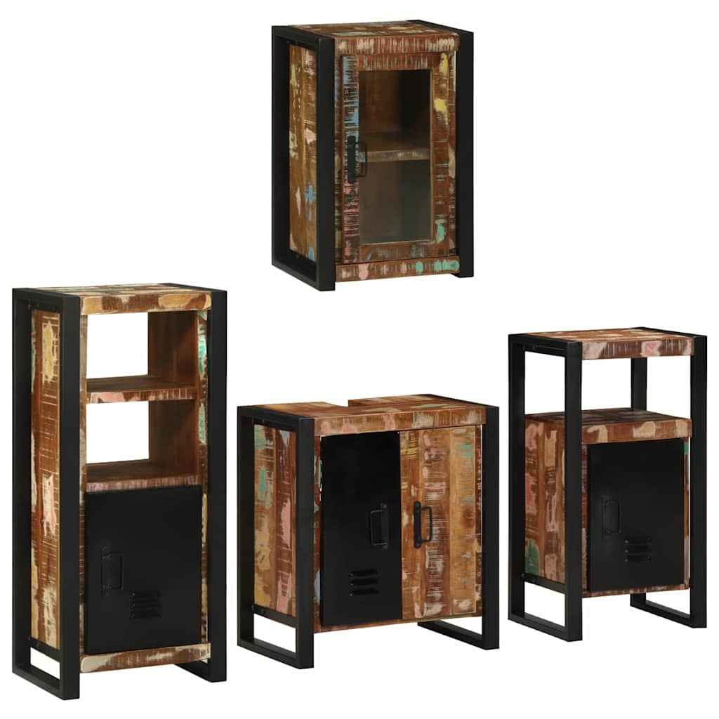 vidaXL Badkamermeubelset Wandgemonteerd 4 pcs Bruin Massief Mango Hout