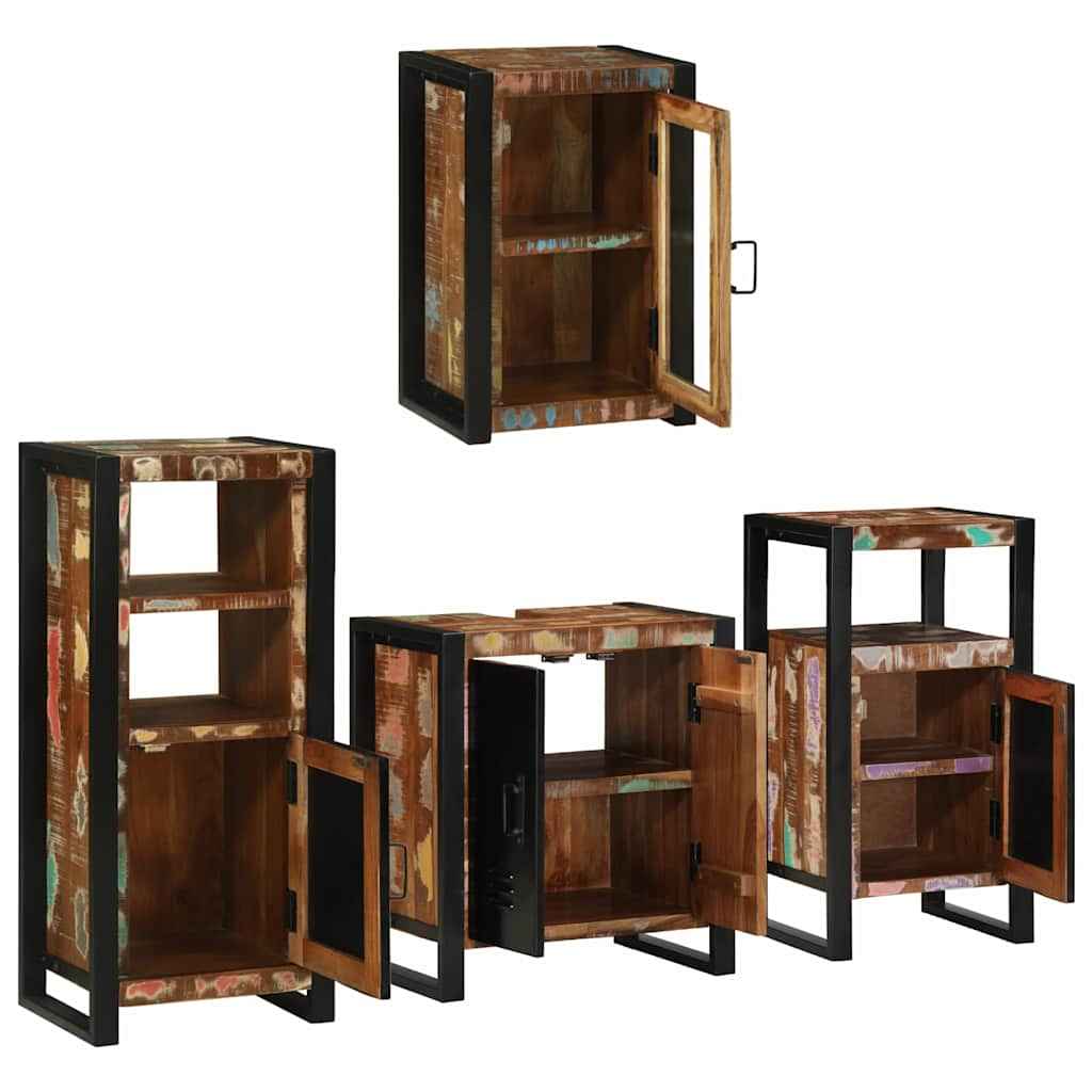 vidaXL Badkamermeubelset Wandgemonteerd 4 pcs Bruin Massief Mango Hout
