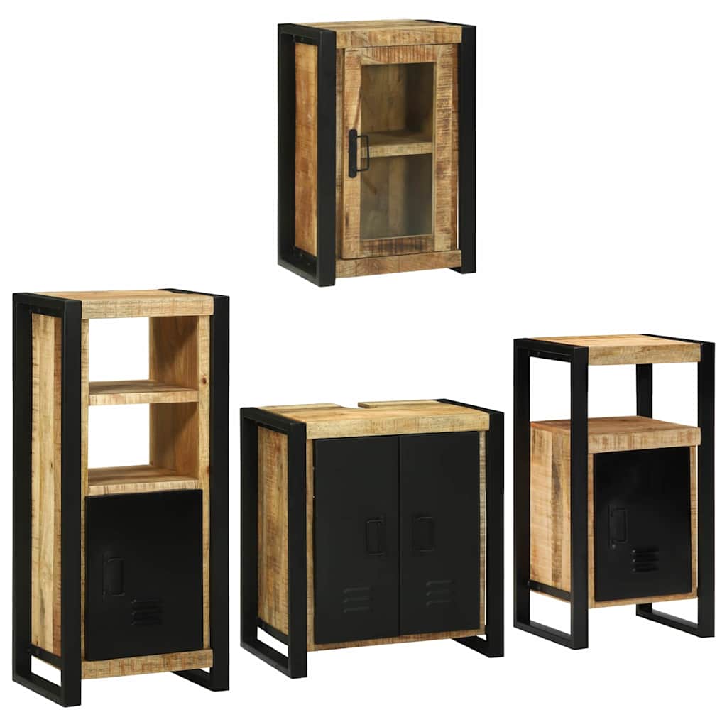 vidaXL Badkamermeubelset Wandgemonteerd 4 pcs Bruin Massief Mango Hout