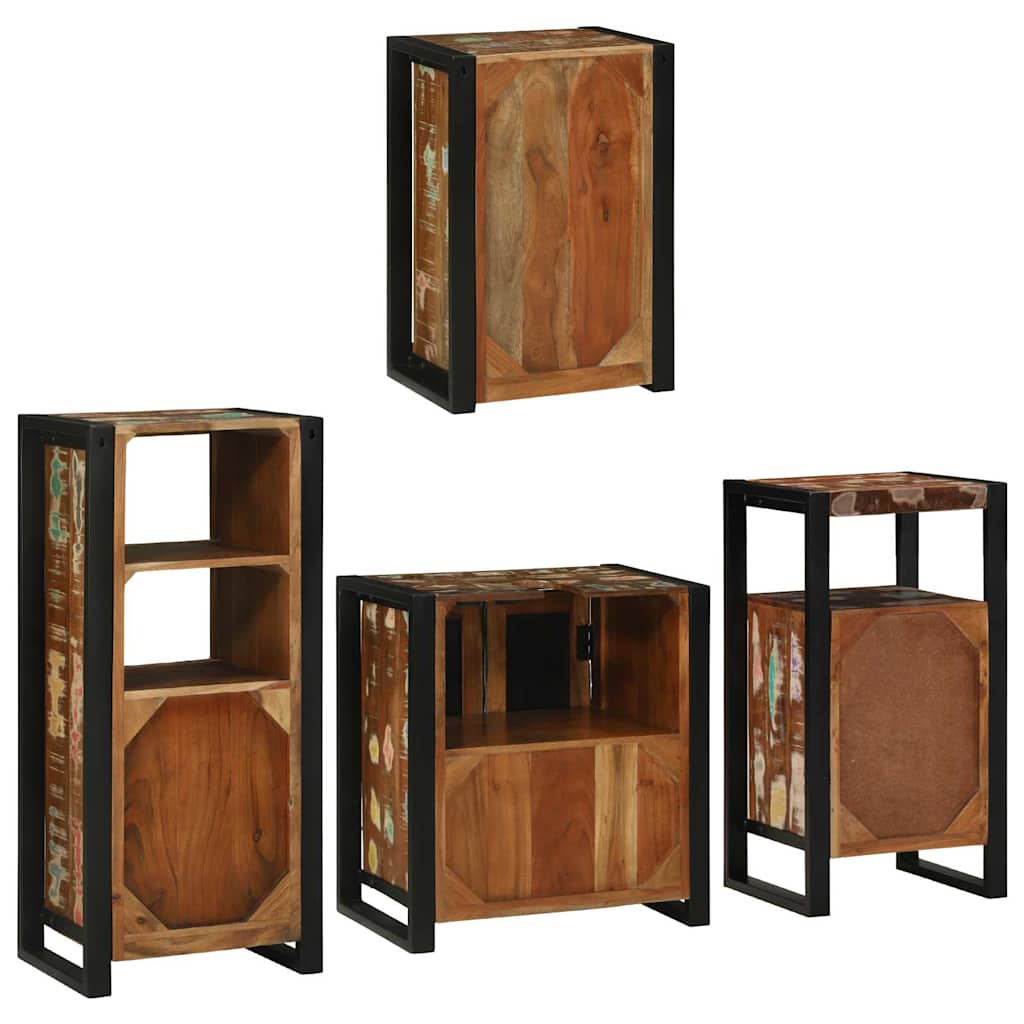 vidaXL Badkamermeubelset Wandgemonteerd 4 pcs Bruin Massief Mango Hout