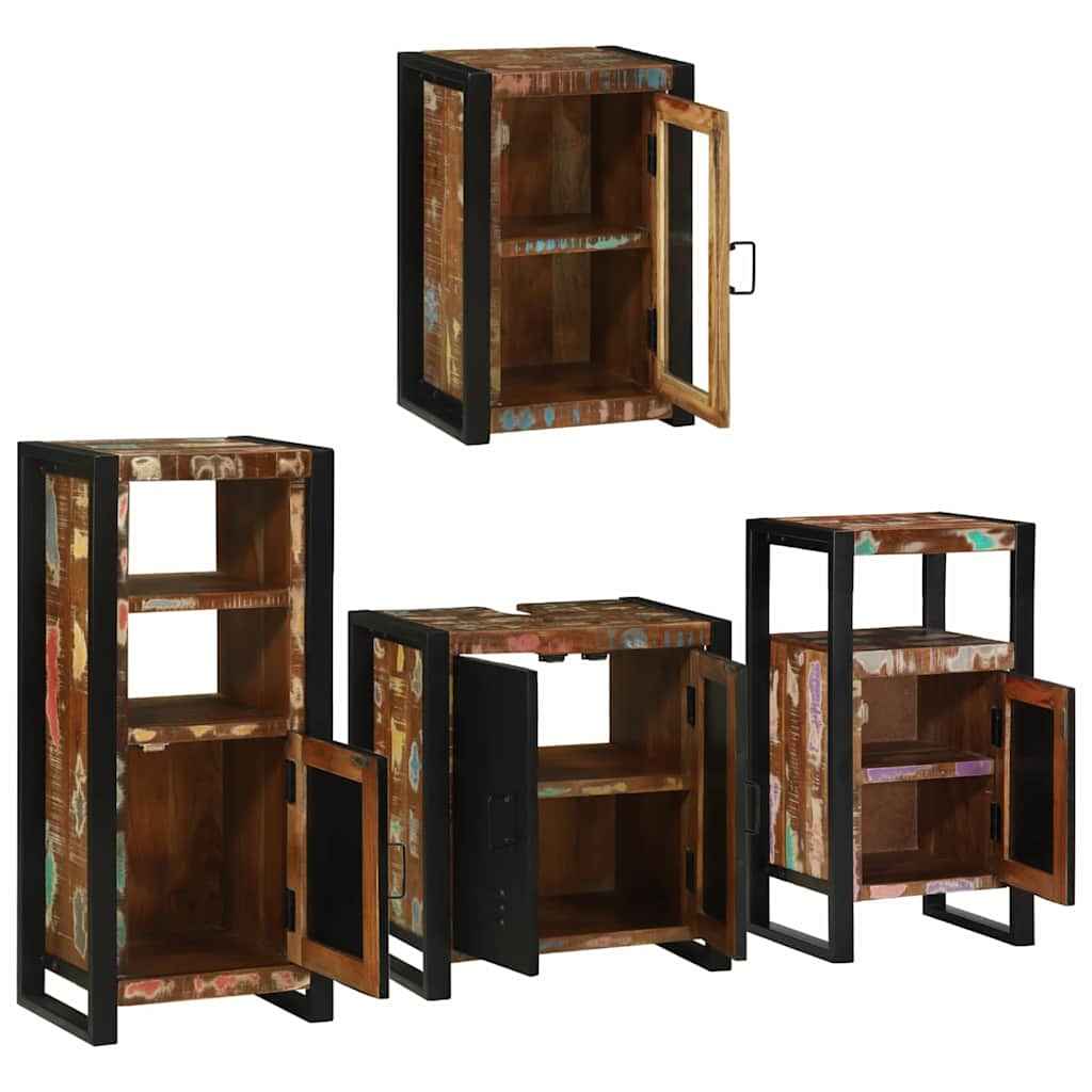 vidaXL Badkamermeubelset Wandgemonteerd 4 pcs Bruin Massief Mango Hout