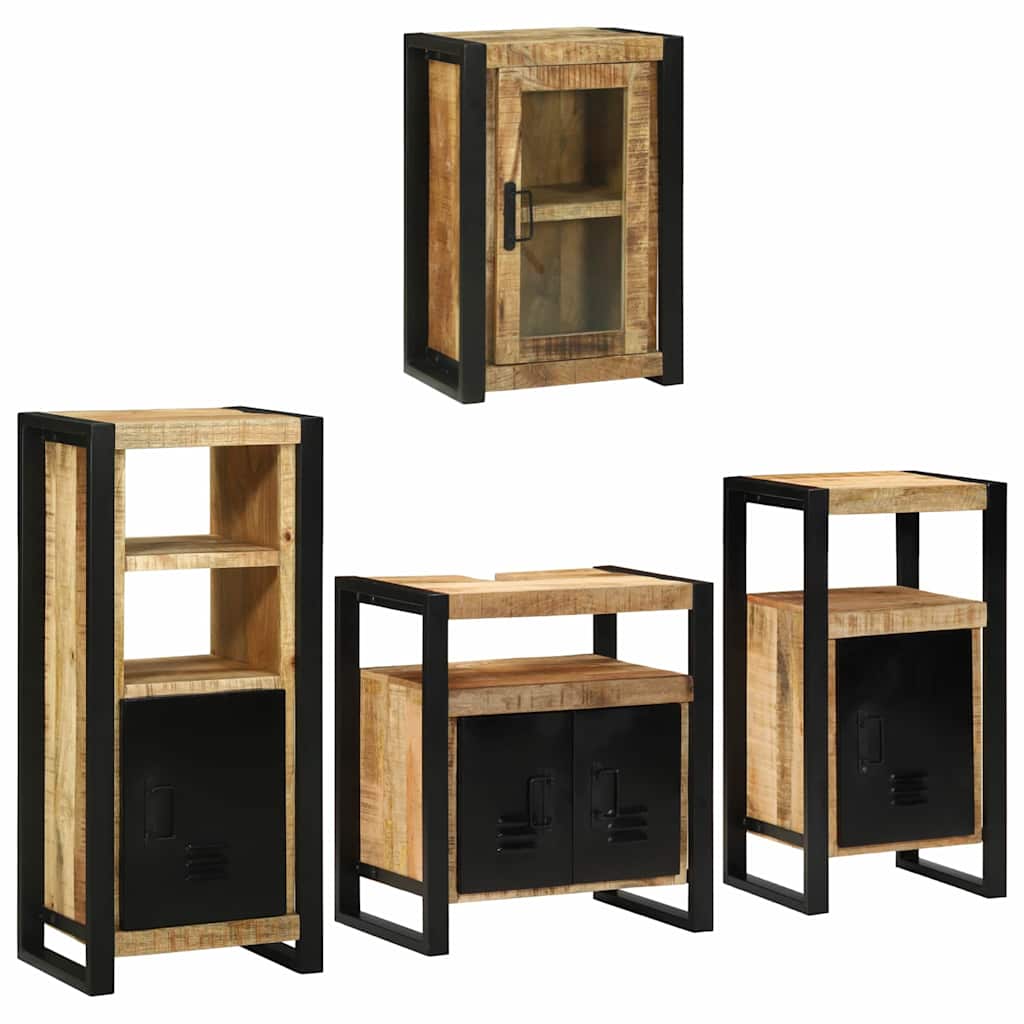 vidaXL Badkamermeubelset Wandgemonteerd 4 pcs Bruin Massief Mango Hout