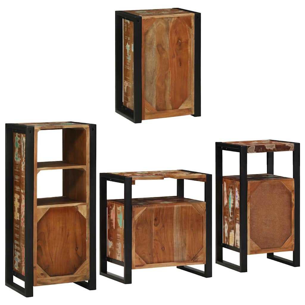 vidaXL Badkamermeubelset Wandgemonteerd 4 pcs Bruin Massief Mango Hout