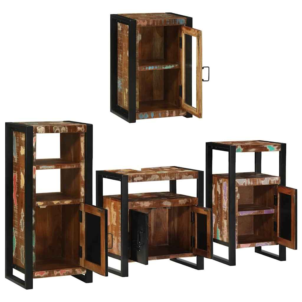 vidaXL Badkamermeubelset Wandgemonteerd 4 pcs Bruin Massief Mango Hout